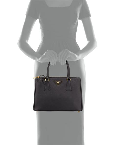 prada double zip tote black|prada saffiano tote small.